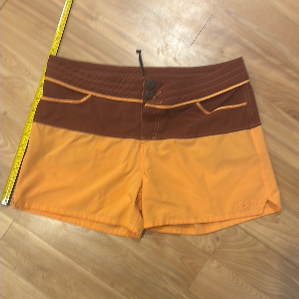 Patagonia Athletic Shorts Orange and Brown Lightweight Design